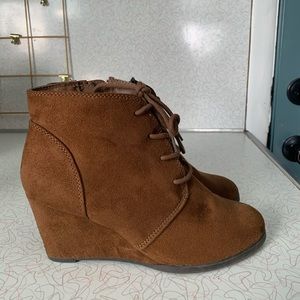 Comfortable softly worn Suede brown booties